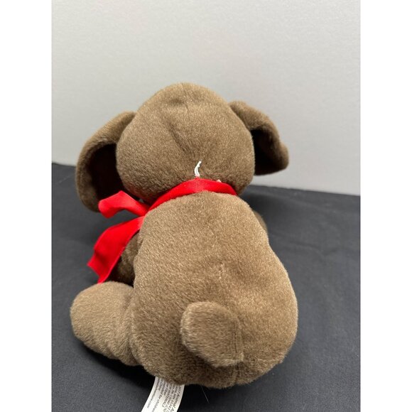 Brown Plush Dog Stuffed Animal Toy With Red Bow By Animal Adventure - Picture 4 of 7